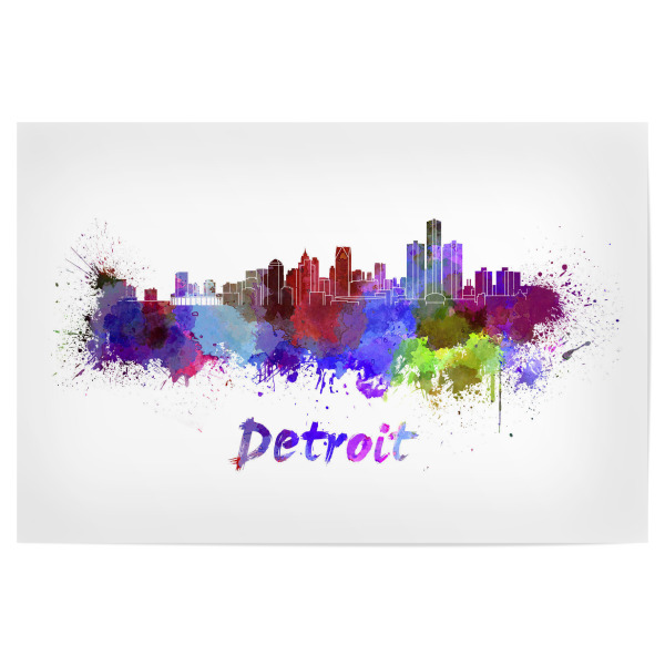 Poster "DETROIT skyline in watercolor" artboxONE - Städte,Abstrakt,Architektur
