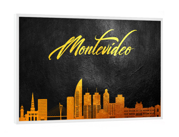 Poster mit weißem Rahmen "Montevideo Uruguay Gold Skyline" artboxONE - Städte - Montevideo,Gold,Skyline,Uruguay