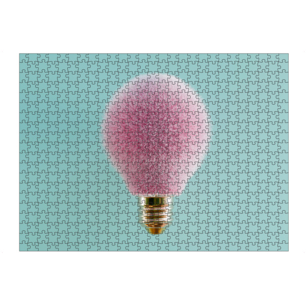 artboxONE Puzzle "Hairy light bulb" artboxONE - Abstrakt,Lustig - Light bulb,Hairy,Idea,Concept,Humor,Creativity,Fur,Pastel,Energy,Light,Collage