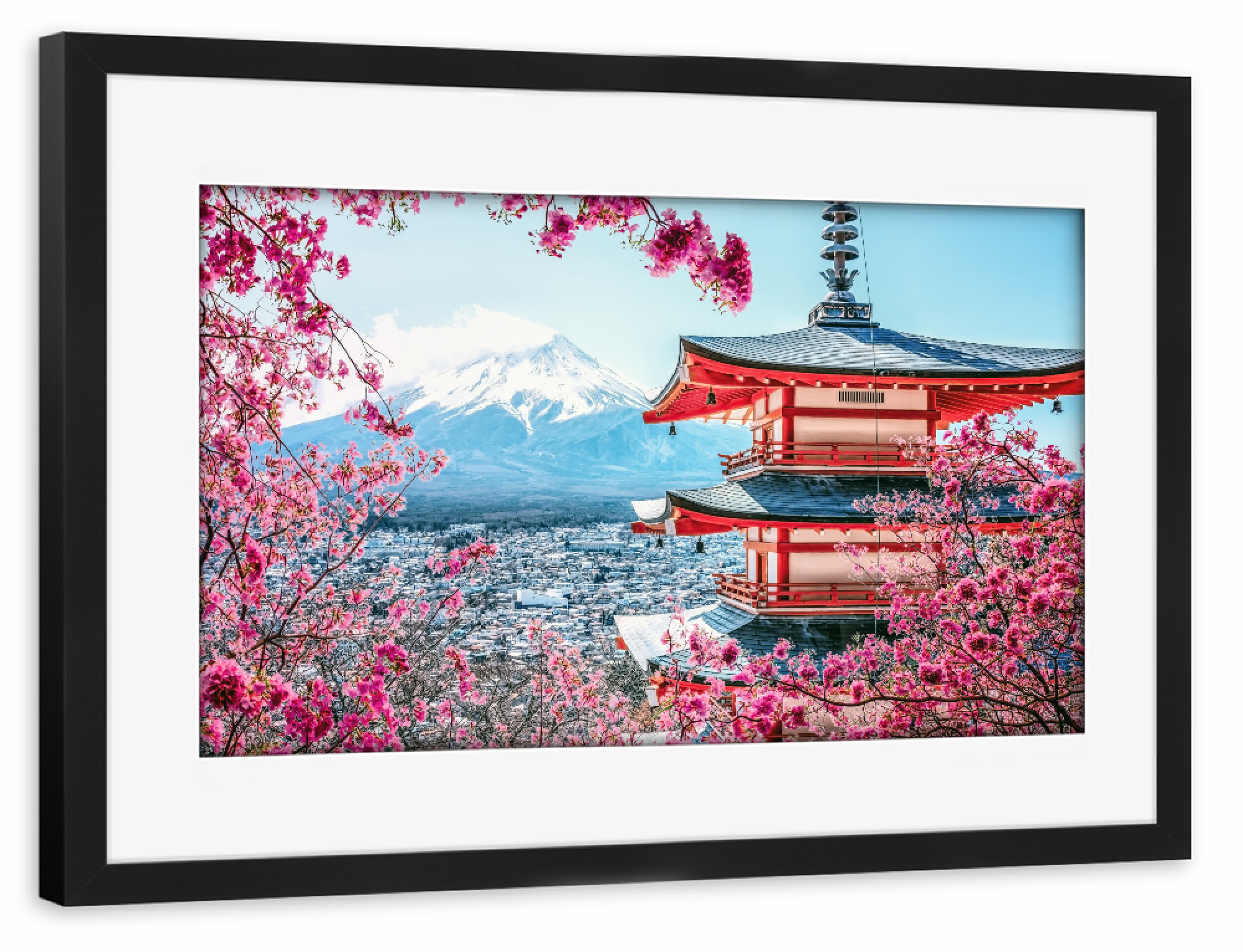 Poster mit Rahmen schwarz "Pink Japan" artboxONE - Natur,Reise,Architektur,Reise / Asien,Reise / Länder