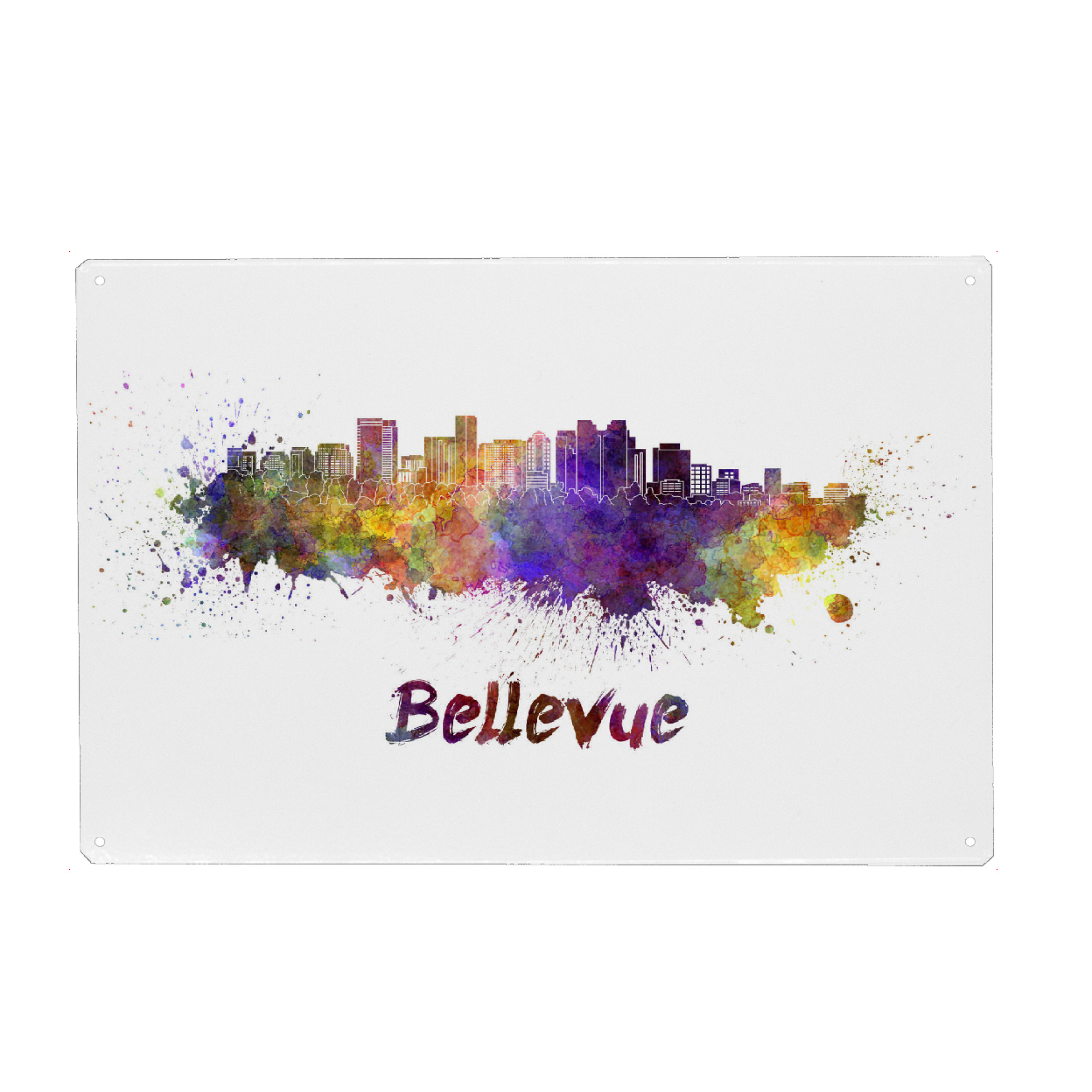 Metall Poster "BELLEVUE skyline in watercolor-b" artboxONE - Städte,Reise,Abstrakt,Architektur