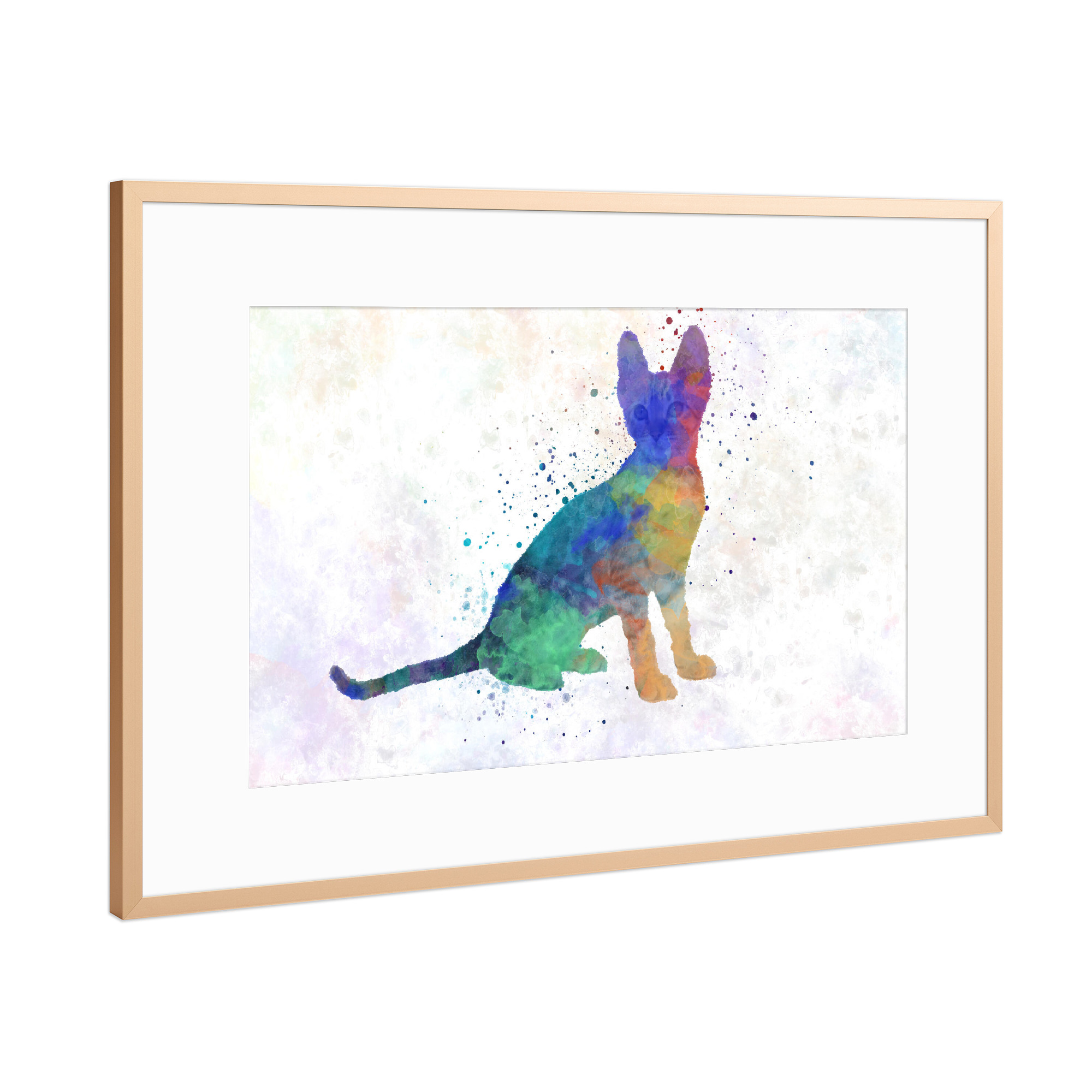 Poster mit Rahmen Kupfer "Savannah cat in water color" artboxONE - Tiere,Abstrakt