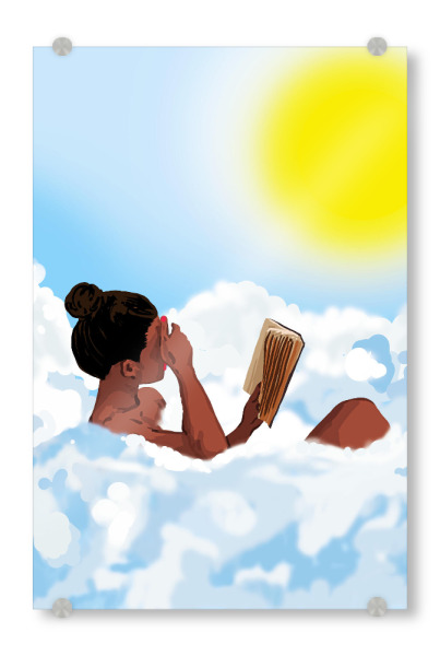 Acrylglasbild "Reading on Clouds" artboxONE - Menschen