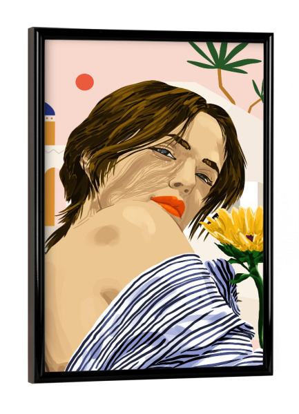 Poster mit schwarzem Rahmen "I Travel, I Become Morocco" artboxONE - Menschen