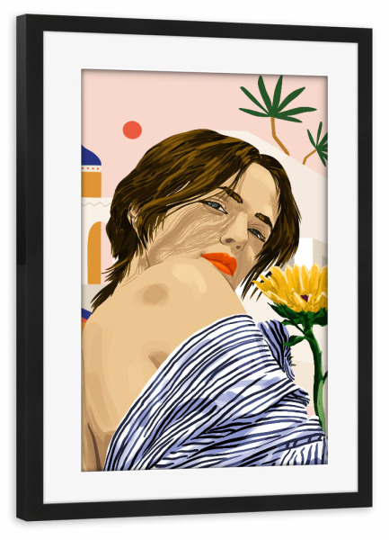 Poster mit Rahmen schwarz "I Travel, I Become Morocco" artboxONE - Menschen