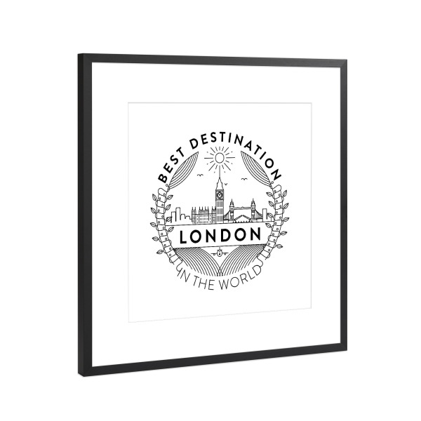 Poster mit Rahmen Schwarz (Metallic) "London Badge" artboxONE - Städte / London,Reise