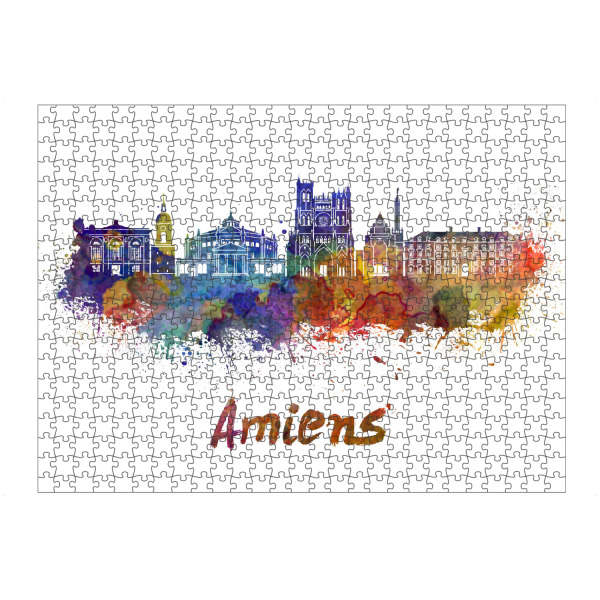 Puzzle Ravensburger "AMIENS skyline in watercolor-b" artboxONE - Städte,Abstrakt,Architektur