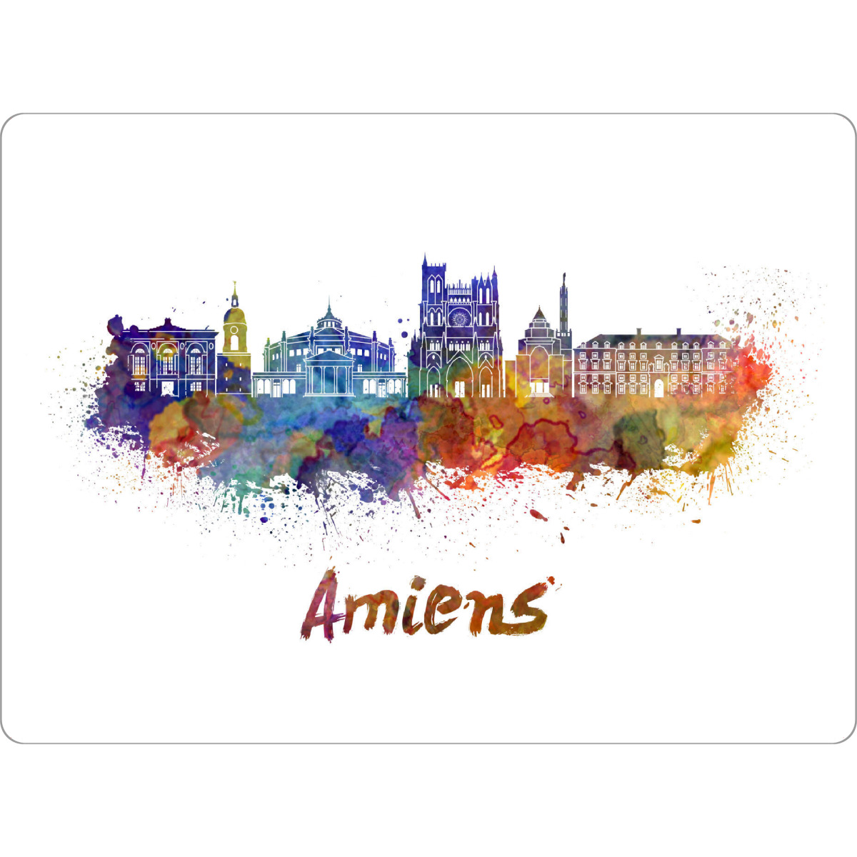 Tischset "AMIENS skyline in watercolor-b" artboxONE - Städte,Abstrakt,Architektur