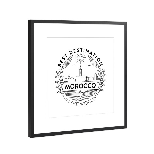 Poster mit Rahmen Schwarz (Metallic) "Morocco Badge" artboxONE - Städte,Reise