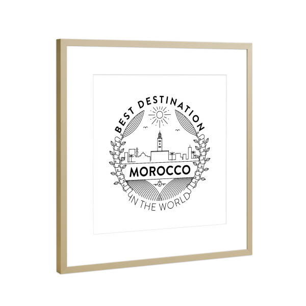 Poster mit Rahmen Gold "Morocco Badge" artboxONE - Städte,Reise
