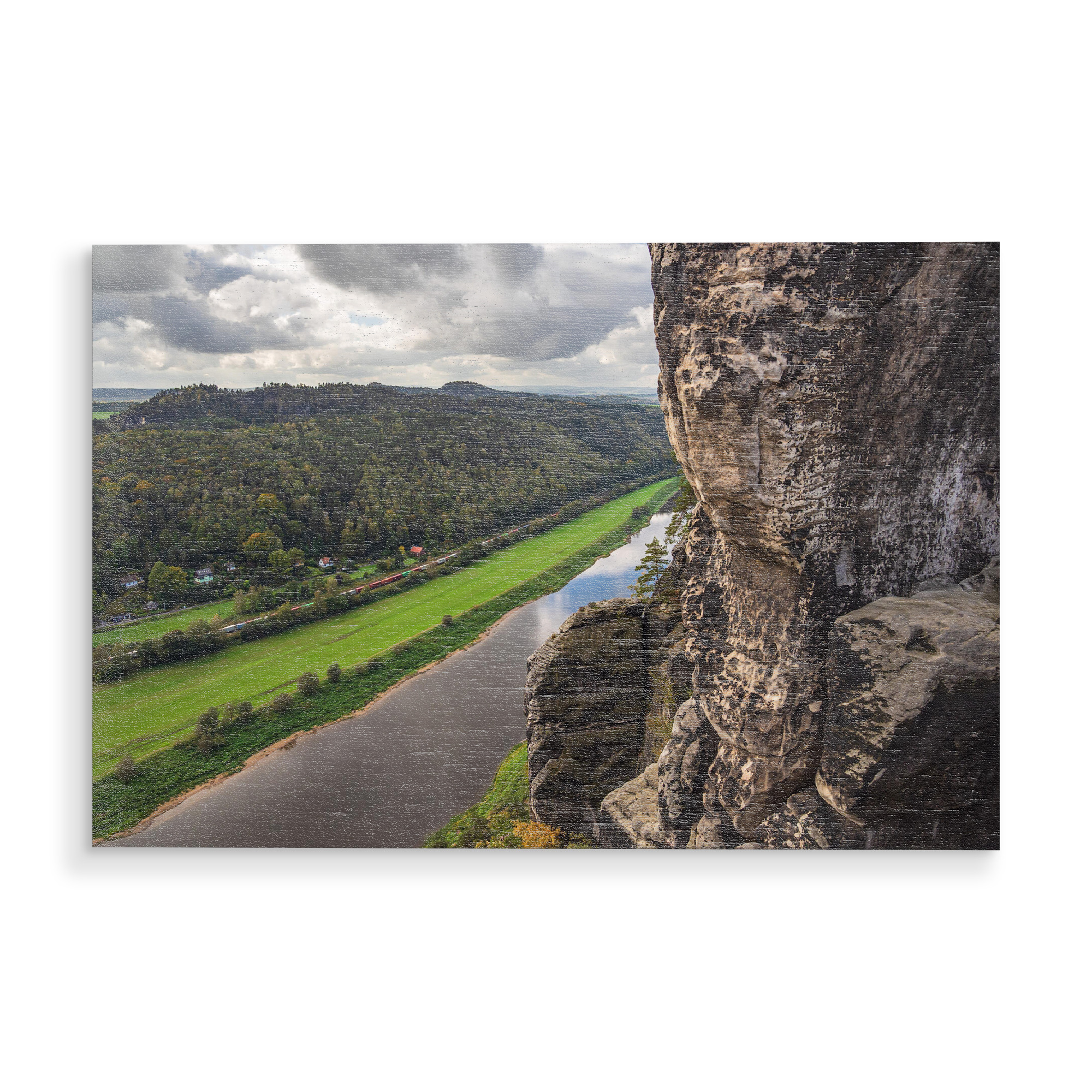 Holzbild "Felsen, Elbe und Wald" artboxONE - Natur,Reise