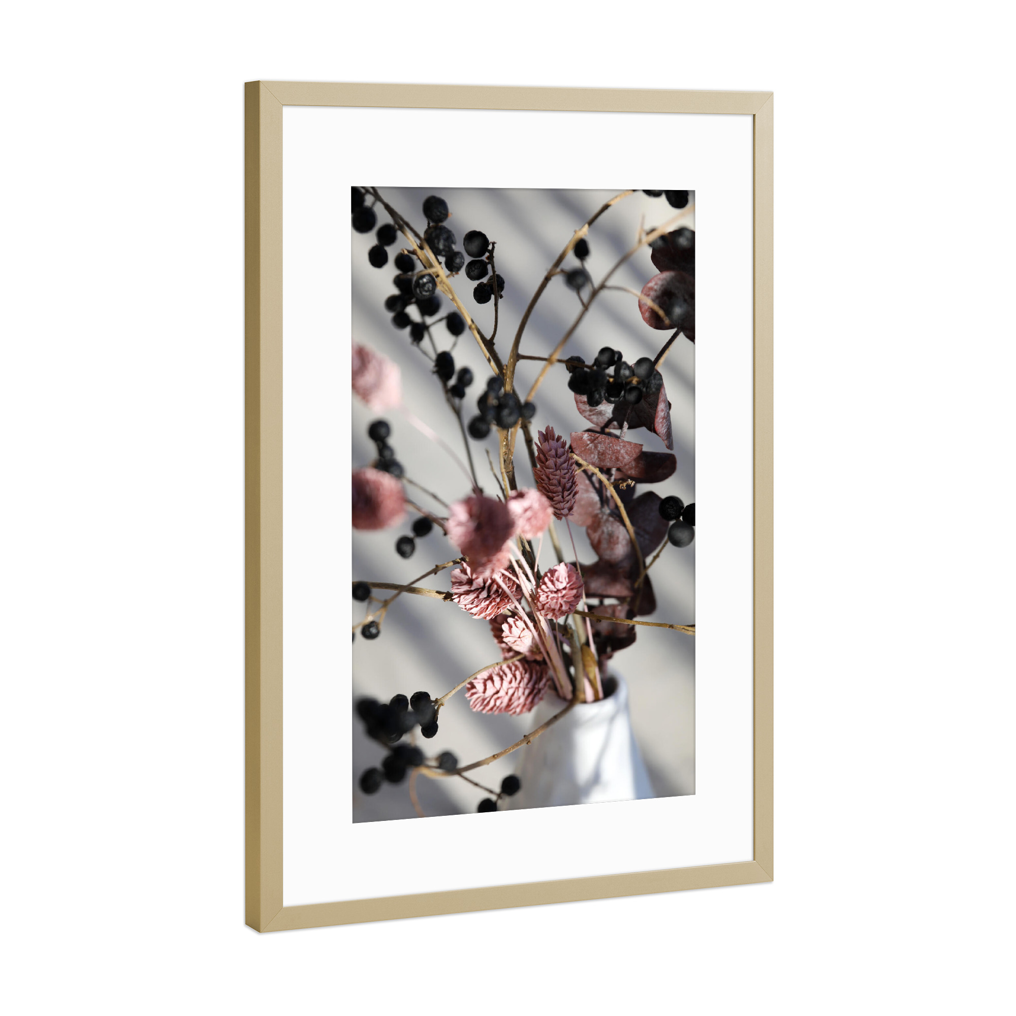 Poster mit Rahmen Gold "Trockenblumen und Beeren" artboxONE - Natur,Floral,Abstrakt