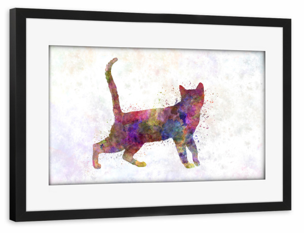 Poster mit Rahmen schwarz "Bengali cat in watercolor" artboxONE - Tiere,Abstrakt