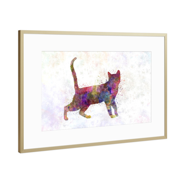 Poster mit Rahmen Gold "Bengali cat in watercolor" artboxONE - Tiere,Abstrakt