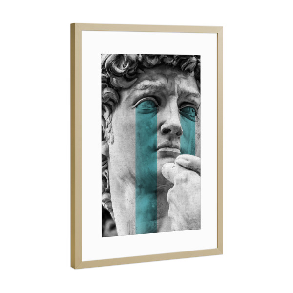 Poster mit Rahmen Gold "David" artboxONE - Menschen - David,Statue,Michelangelo,Renaissance,Portrait,Closeup,Nahaufnahme