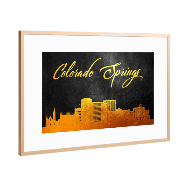 Poster mit Rahmen Kupfer "Colorado Springs Gold Skyline" artboxONE - Städte - Colorado springs,Gold,Skyline,City,Stadt,Amerika,America