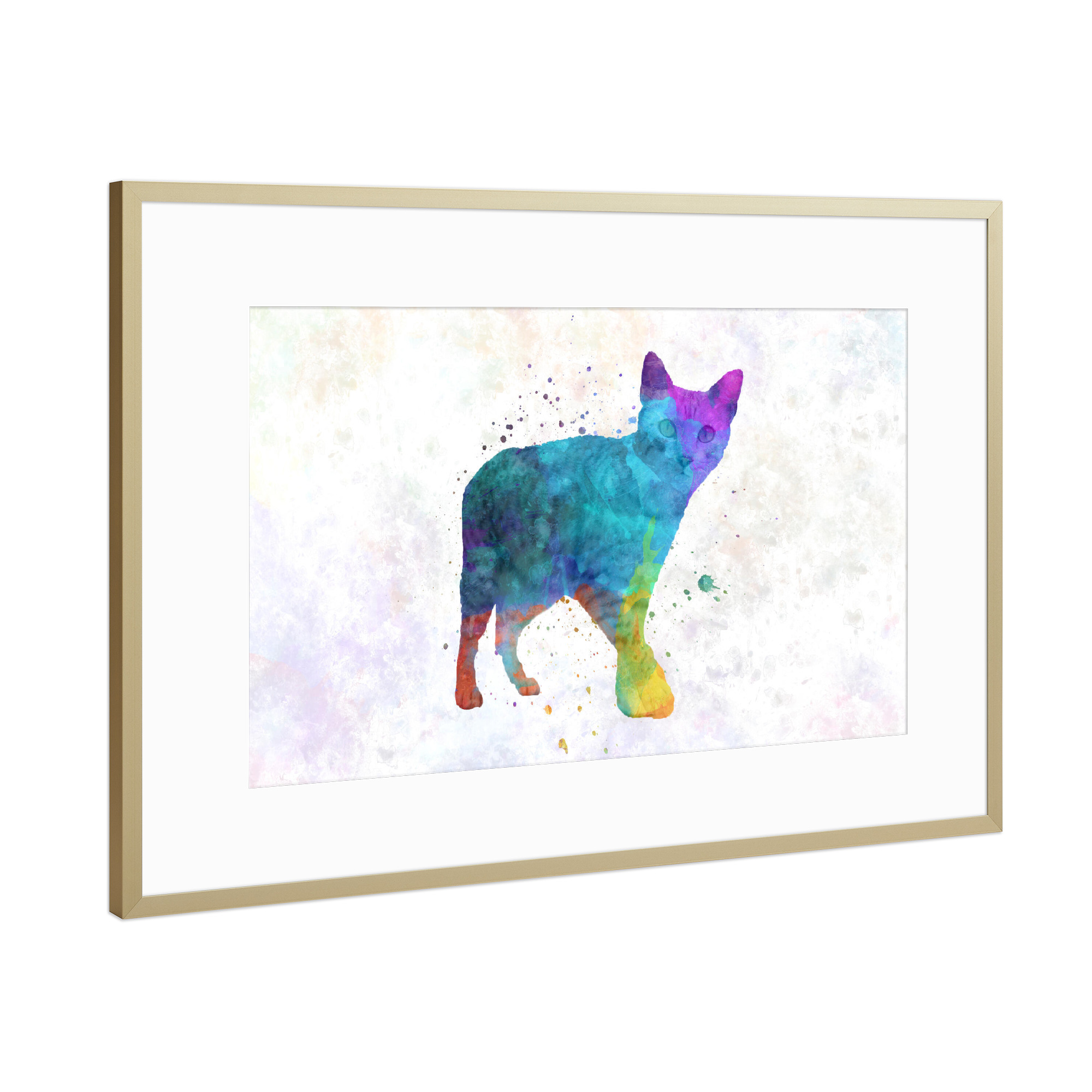 Poster mit Rahmen Gold "Mau egipcio in watercolor" artboxONE - Tiere,Abstrakt