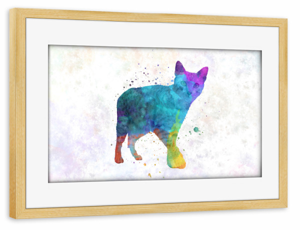 Poster mit Rahmen kiefer "Mau egipcio in watercolor" artboxONE - Tiere,Abstrakt