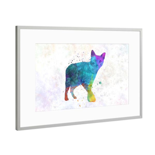 Poster mit Rahmen Silber "Mau egipcio in watercolor" artboxONE - Tiere,Abstrakt