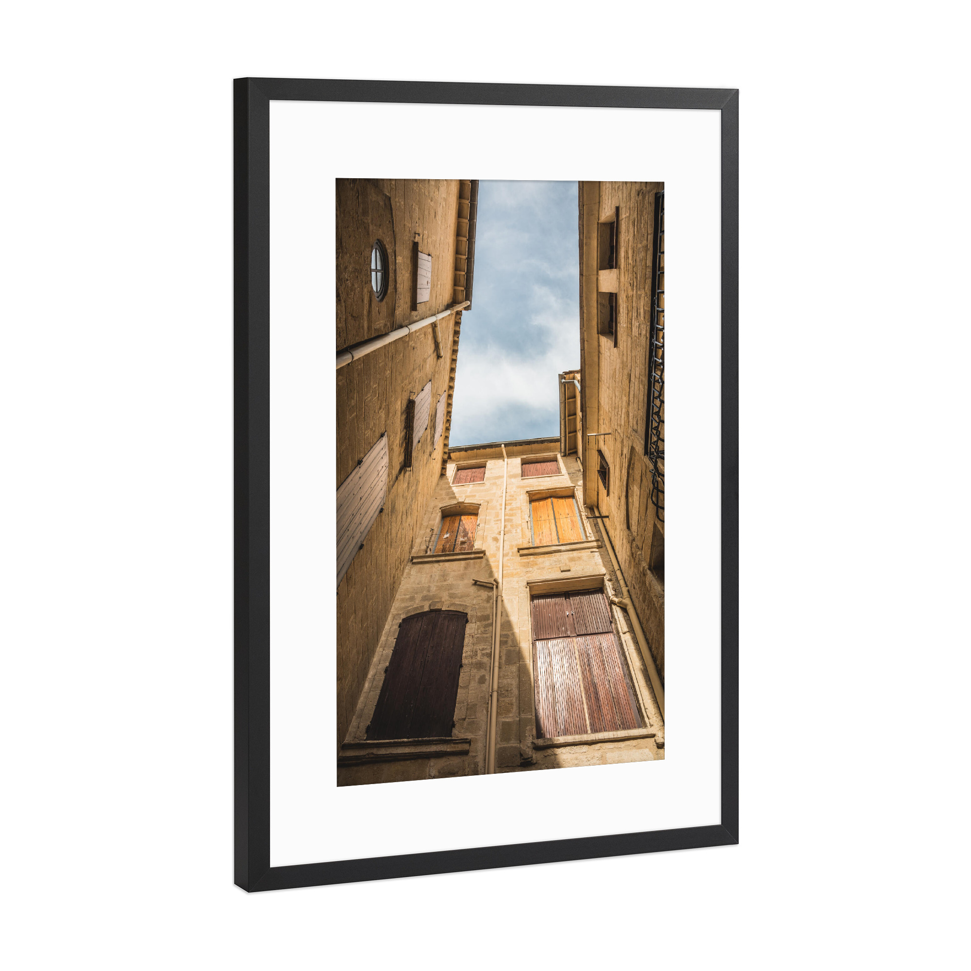 Poster mit Rahmen Schwarz (Metallic) "Facades of Sommieres" artboxONE - Architektur,Reise / Länder