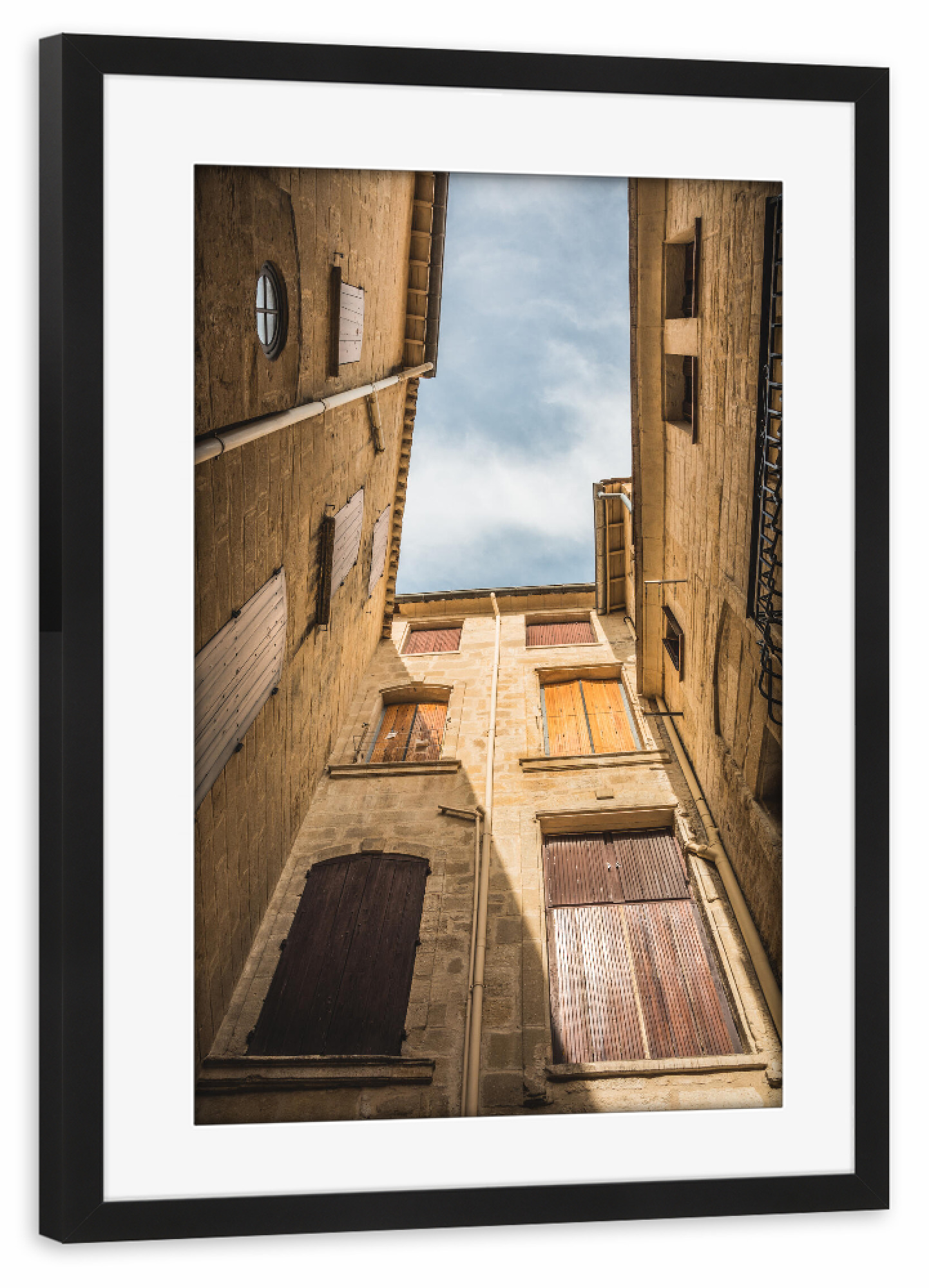 Poster mit Rahmen schwarz "Facades of Sommieres" artboxONE - Architektur,Reise / Länder