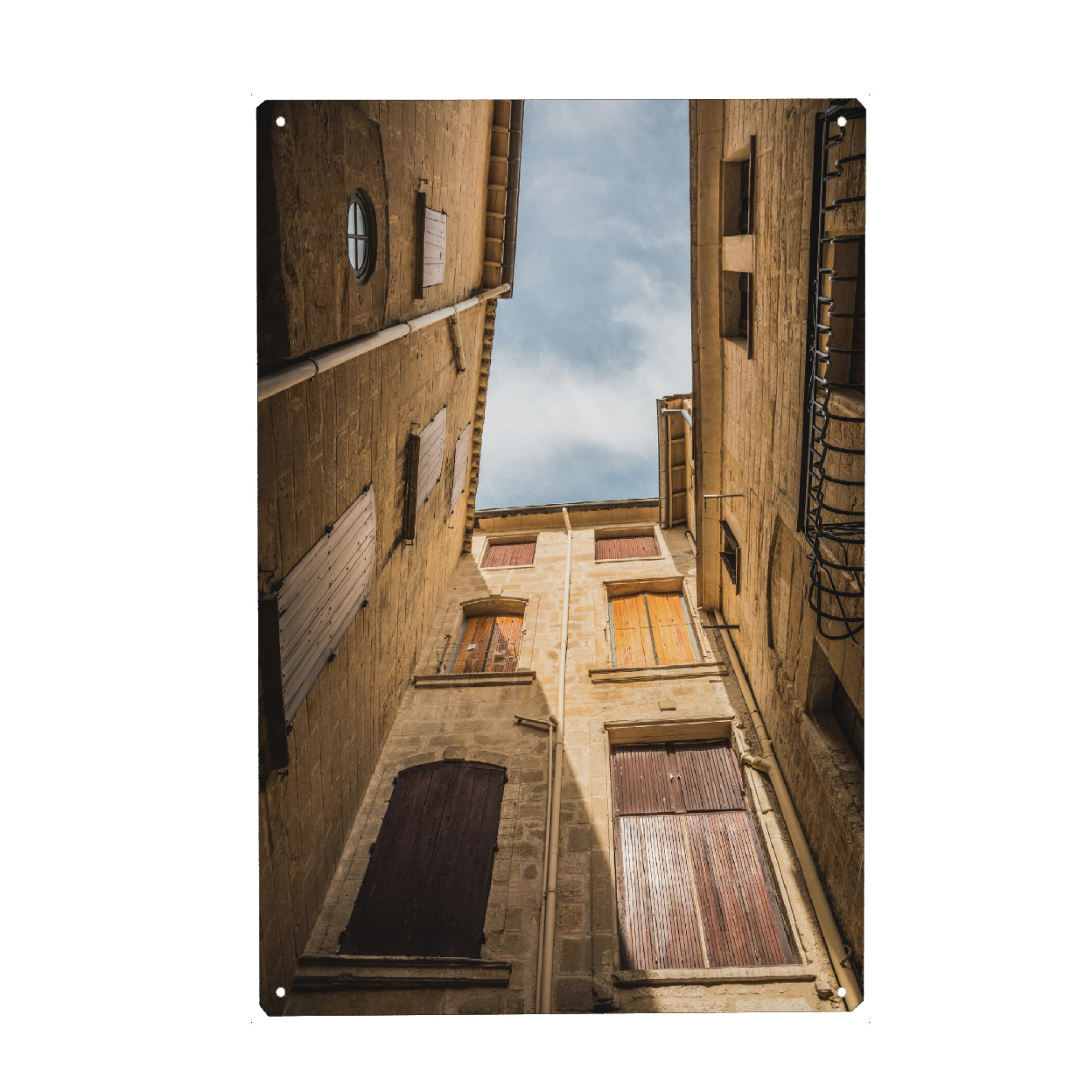 Metall Poster "Facades of Sommieres" artboxONE - Architektur,Reise / Länder