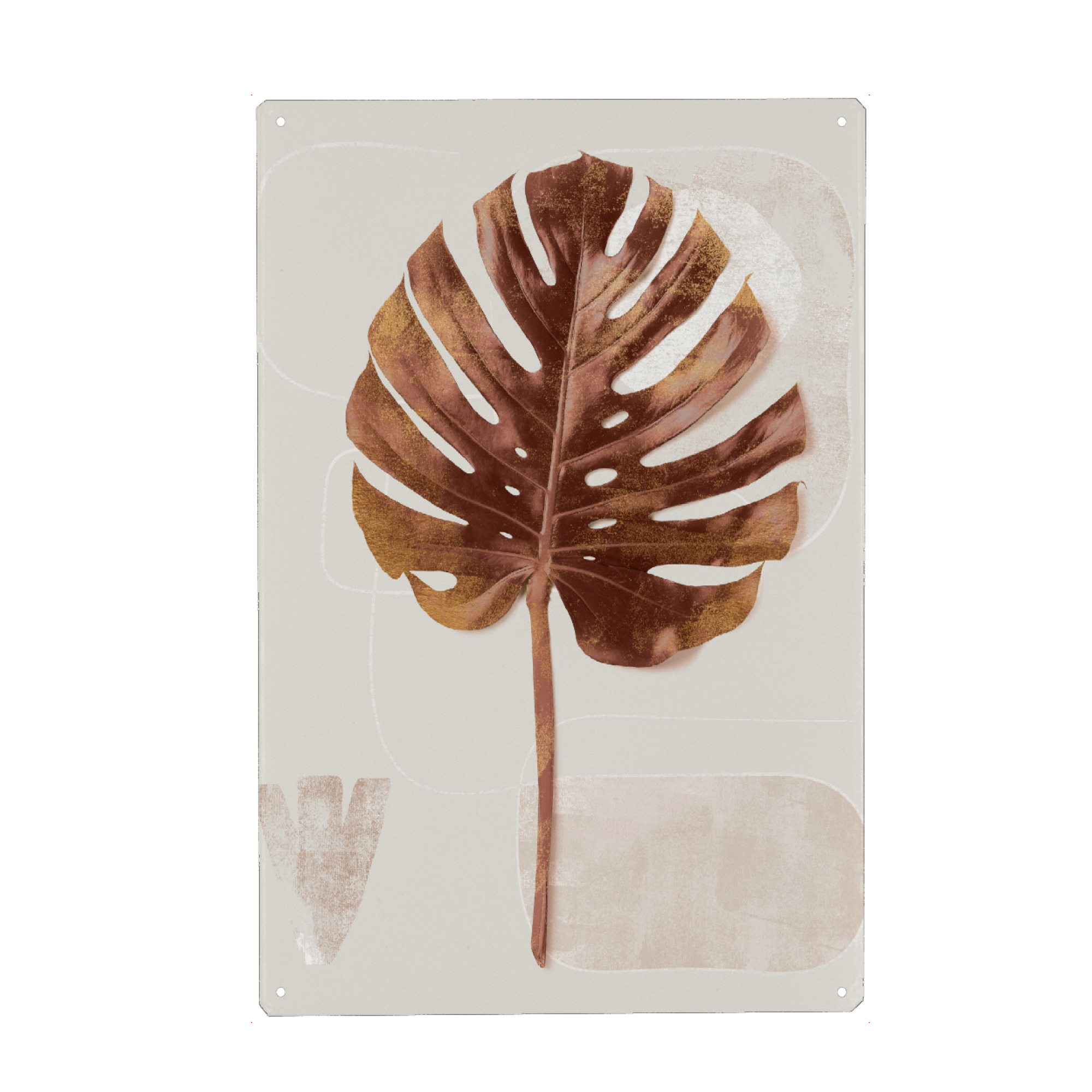 Metall Poster "Leaf Gold Brown" artboxONE - Natur,Floral,Abstrakt