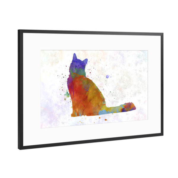 Poster mit Rahmen Schwarz (Metallic) "Nebelung cat in watercolor" artboxONE - Tiere,Abstrakt