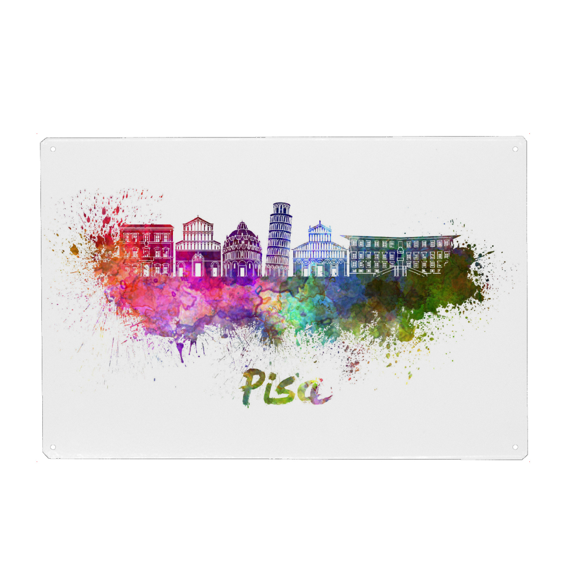 Metall Poster "PISA skyline in watercolor" artboxONE - Städte,Abstrakt,Architektur