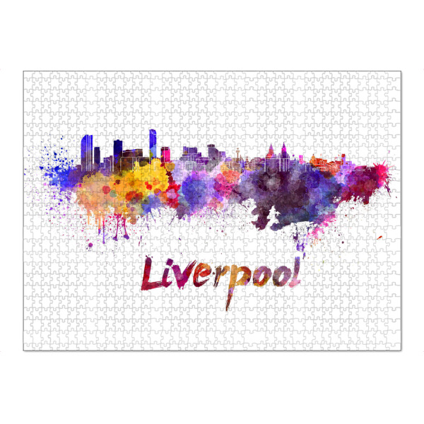 Puzzle Ravensburger "LIVERPOOL skyline in watercolor-c" artboxONE - Städte,Abstrakt,Architektur