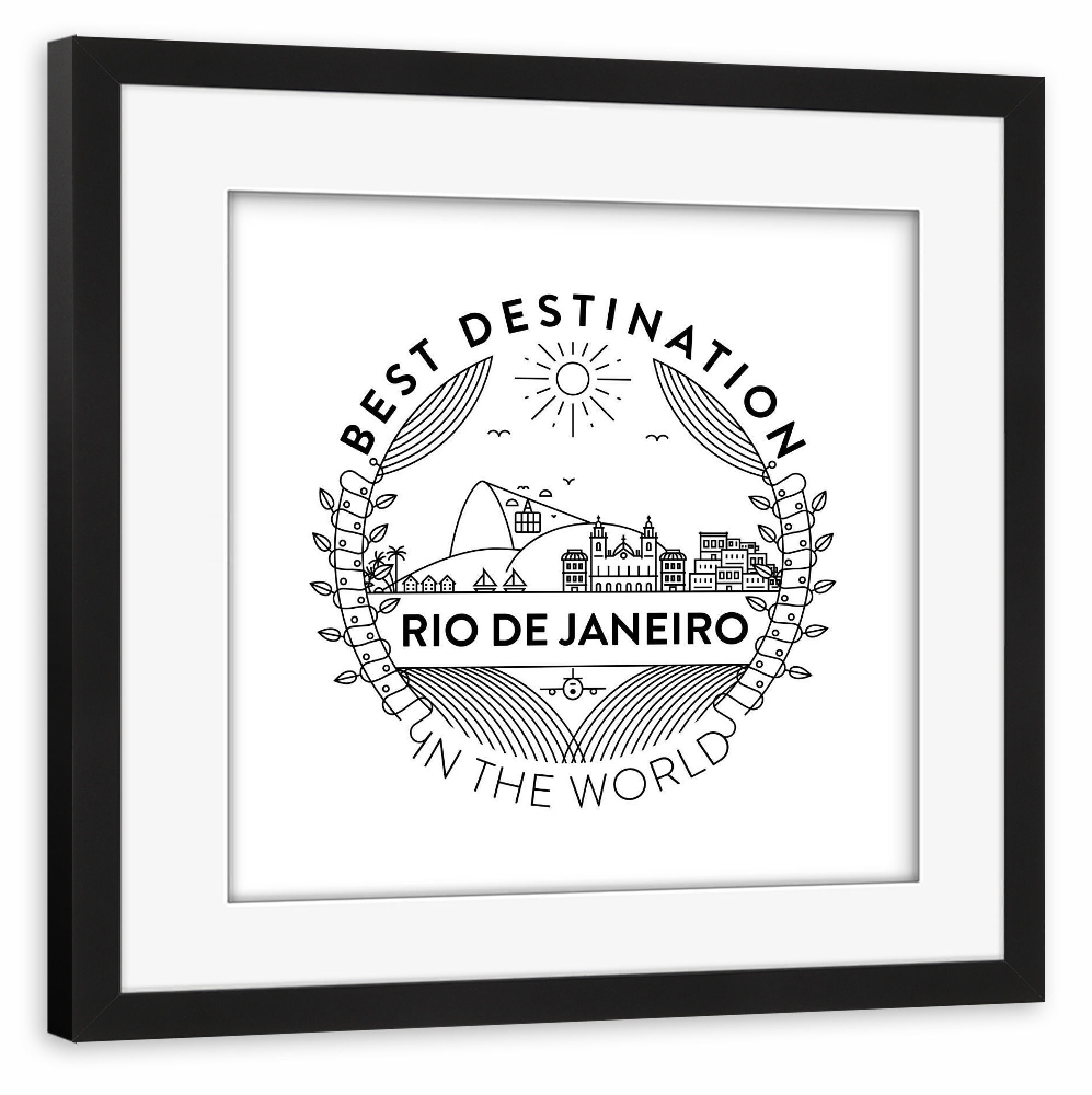 Poster mit Rahmen schwarz "Rio de Janeiro Badge" artboxONE - Städte,Reise