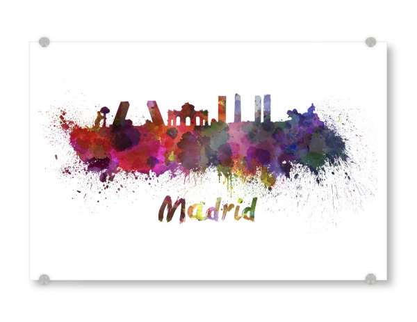 Acrylglasbild "MADRID skyline in watercolor-b" artboxONE - Städte,Abstrakt,Architektur