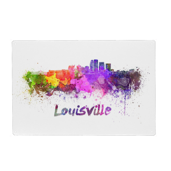Metall Poster "LOUISVILLE skyline in watercolor" artboxONE - Städte,Abstrakt,Architektur