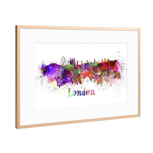 Poster mit Rahmen Kupfer "LONDON skyline in watercolor-b" artboxONE - Städte,Abstrakt,Architektur