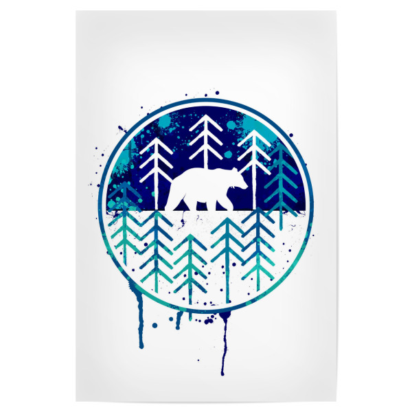 Poster "Exploring Winter" artboxONE - Natur,Tiere - Polar,Bears,Bear,Polar bear,Winter,Geometric,Forests,Wood,Cold