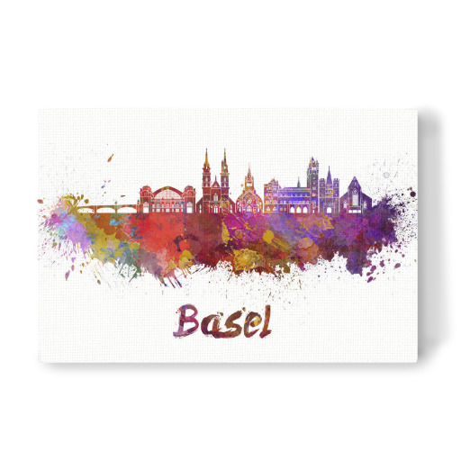 BASEL skyline in watercolor-b