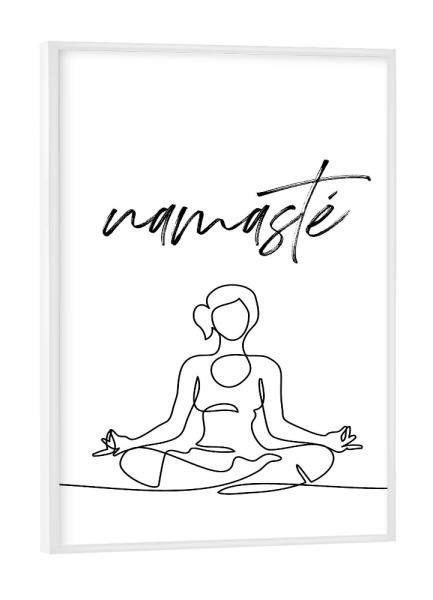 Poster mit weißem Rahmen "Namasté b/w" artboxONE - Typografie,Menschen