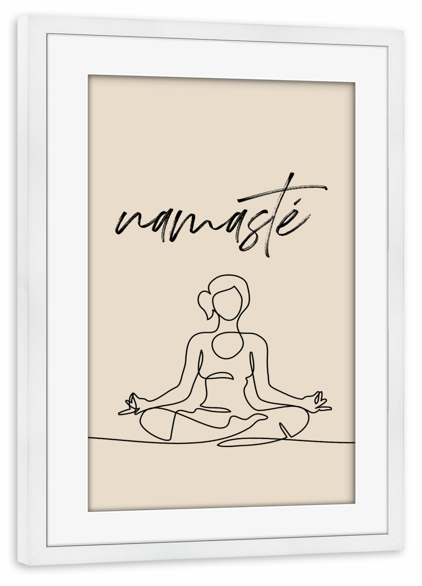 Poster mit Rahmen weiß "Namsté in beige" artboxONE - Typografie,Menschen