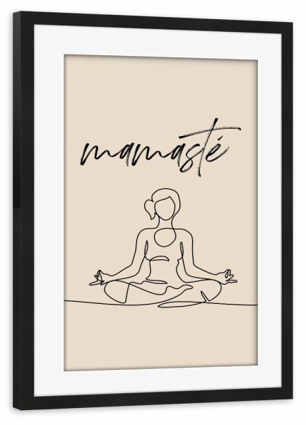 Poster mit Rahmen schwarz "Mamasté in beige" artboxONE - Typografie,Liebe,Für Mama