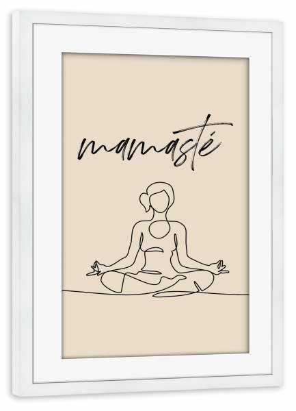 Poster mit Rahmen weiß "Mamasté in beige" artboxONE - Typografie,Liebe,Für Mama