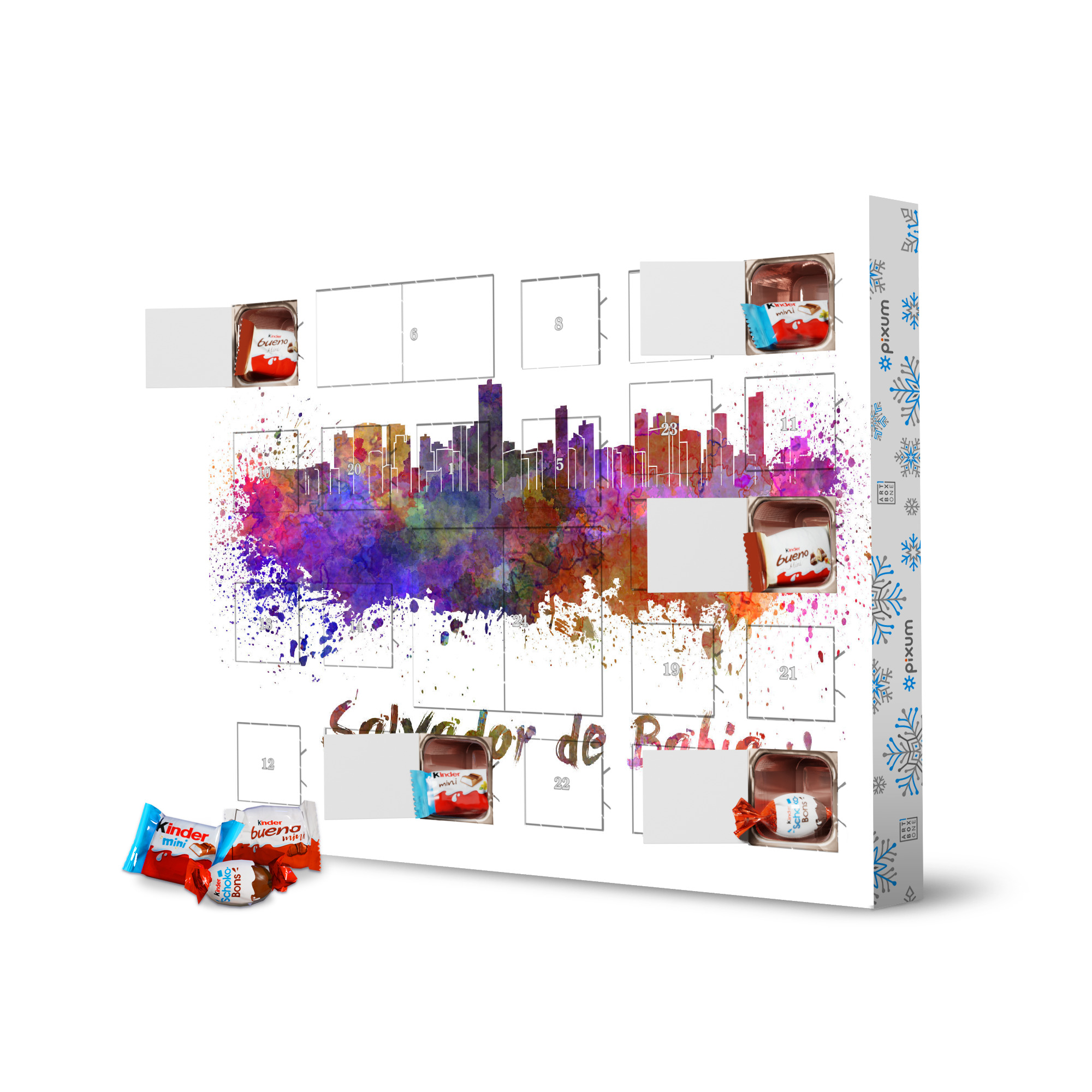 Adventskalender XXL mit Produkten von Kinder SALVADOR DE BAHIA colorful artboxONE Adventskalender Städte