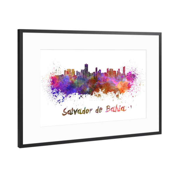 Poster mit Rahmen Schwarz (Metallic) "SALVADOR DE BAHIA colorful" artboxONE - Städte,Abstrakt,Architektur