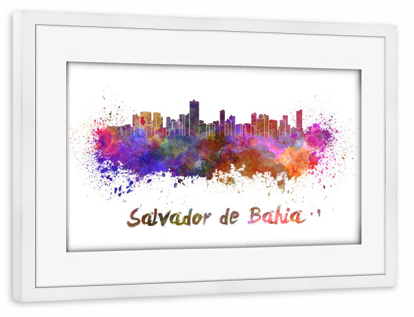Poster mit Rahmen weiß "SALVADOR DE BAHIA colorful" artboxONE - Städte,Abstrakt,Architektur