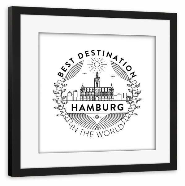 Poster mit Rahmen schwarz "Hamburg badge" artboxONE - Städte / Hamburg,Reise