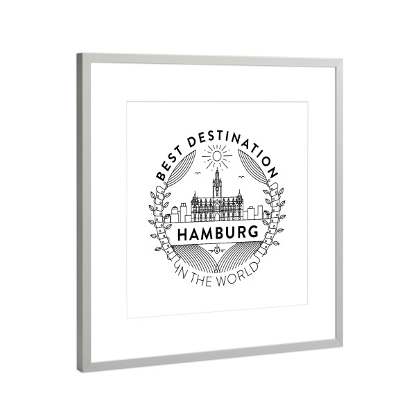 Poster mit Rahmen Silber "Hamburg badge" artboxONE - Städte / Hamburg,Reise