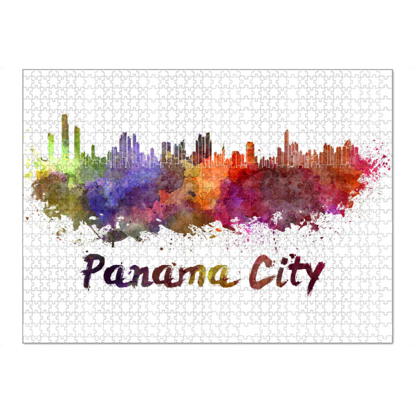 Puzzle Ravensburger "PANAMA CITY skyline in watercolor" artboxONE - Städte,Abstrakt,Architektur