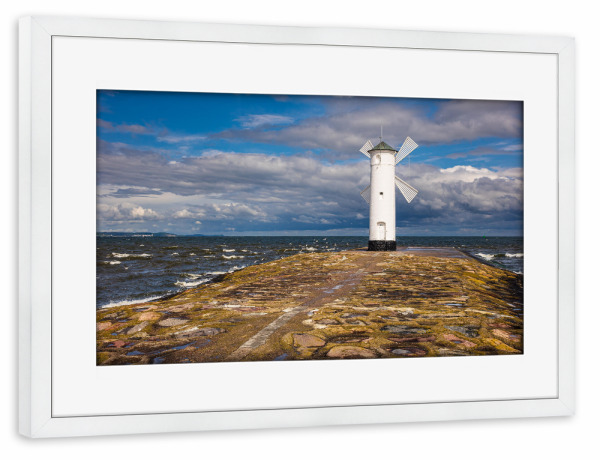Poster mit Rahmen weiß "Mole und Mühlenbarke" artboxONE - Natur,Reise,Architektur,Reise / Strand und Meer,Reise / Länder