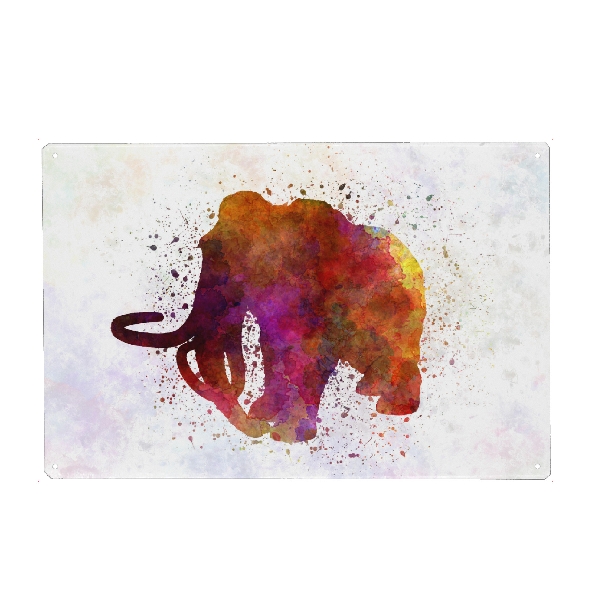 Metall Poster "Mamut in watercolor" artboxONE - Tiere,Abstrakt - Dinosaur,Prehistoric,Color,Watercolor,Colorful,Pet,Wild,Childish,Animal,Ancient,Dino