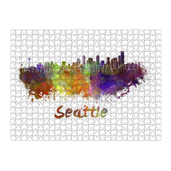 Puzzle Ravensburger "SEATTLE skyline in colorful" artboxONE - Städte,Abstrakt,Architektur