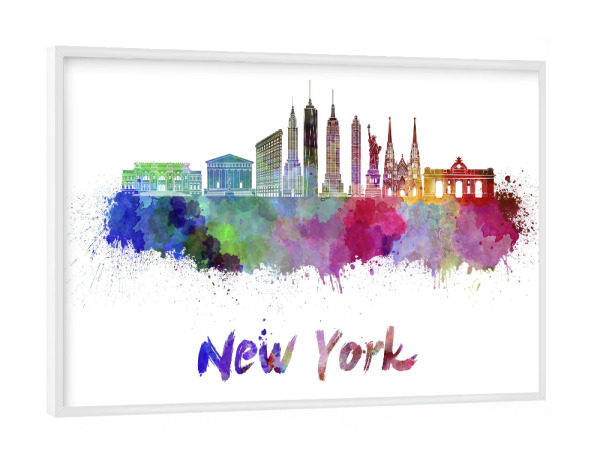 Poster mit weißem Rahmen "NEW YORK skyline in watercolor-z" artboxONE - Städte,Abstrakt,Architektur